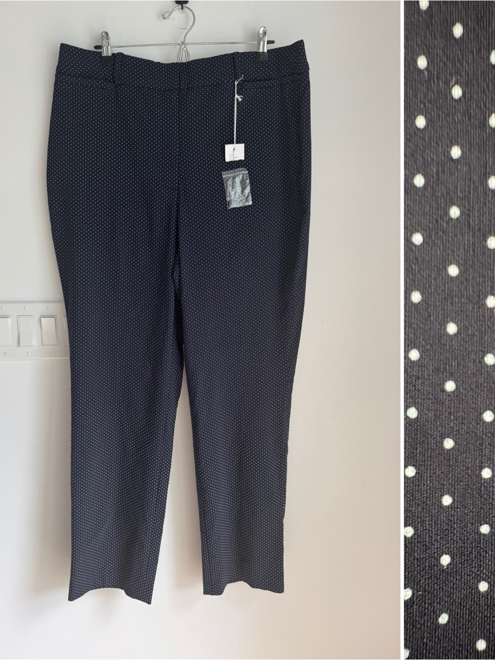 Talbots Womens Navy Blue High Rise Polka Dot Straight Leg Sz 18R NEW